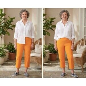 NEW Chicos So Slimming Brigitte Ankle Pants 3 US 16 Orange Mango Pull On Pockets